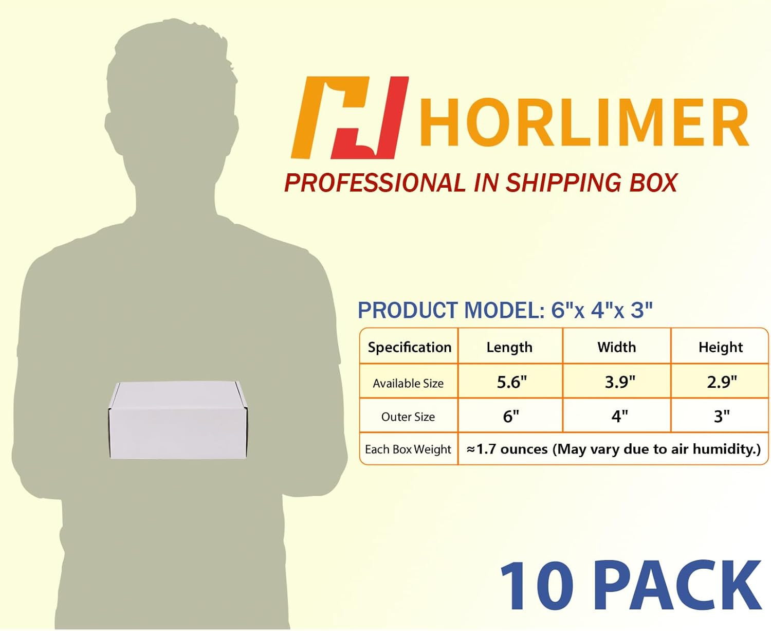 10 Pack 6X4X3 Shipping Boxes, White Corrugated Cardboard Box for Mailing, Packag
