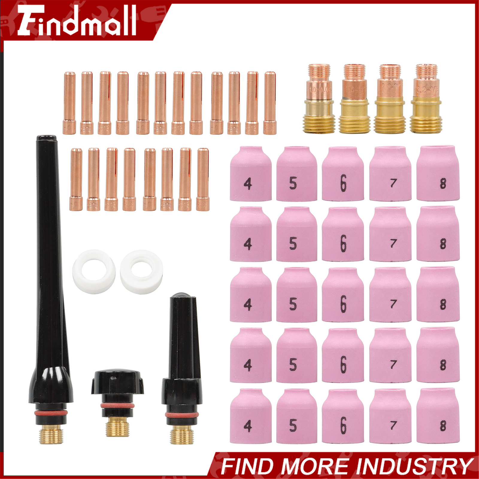 Findmall 58 Pack TIG Welding Torch Kit 040″~1/8″ Gas Lens Setup For WP-9/20/25