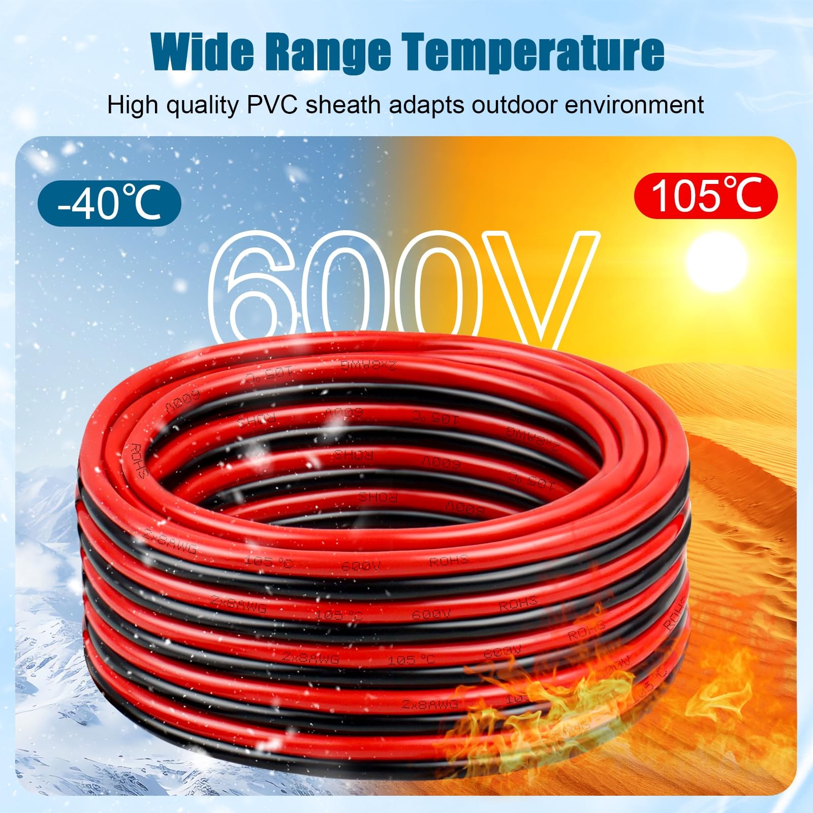 8 Gauge Wire 2 Conductor Tinned Copper Cable, Flexible 8 AWG Marine Wire for …