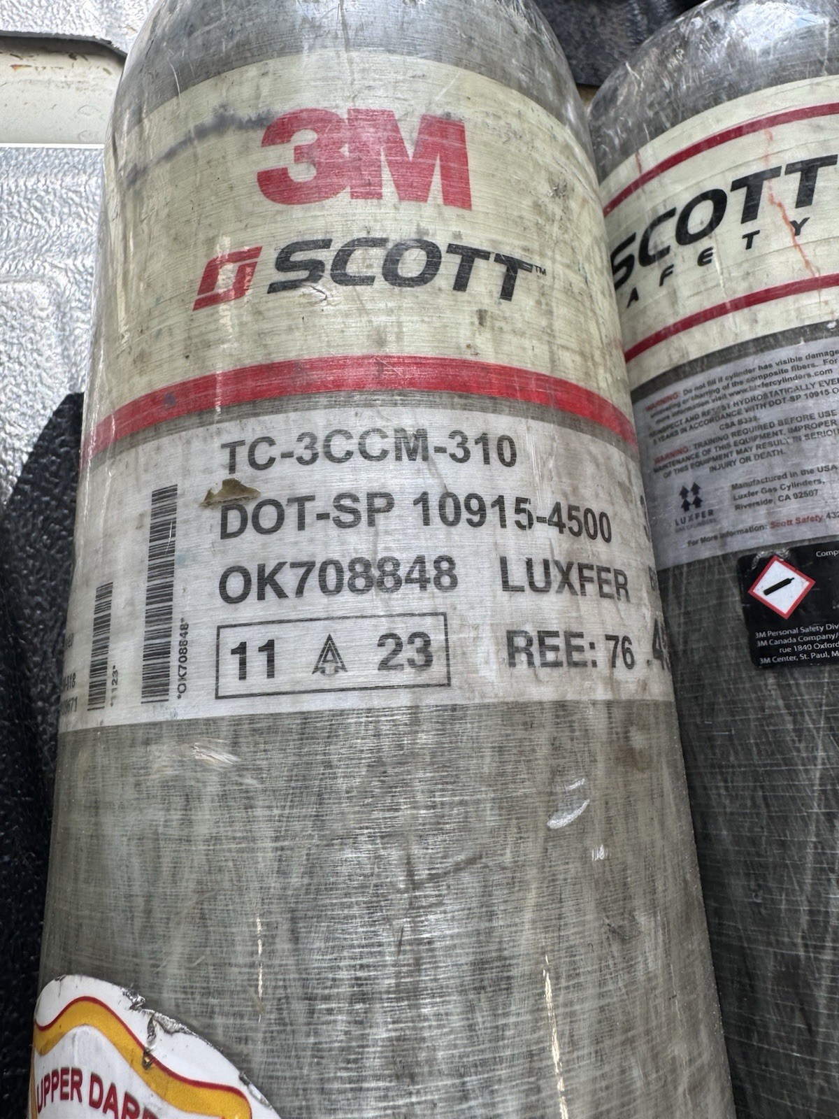 Scott SCBA 4500 PSI Air Cylinder DOM 11/2023 30 Minute Cylinder