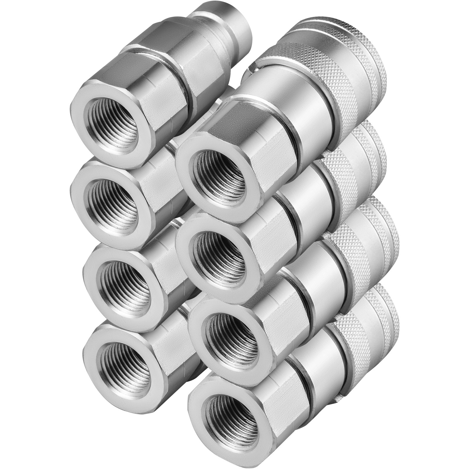 VEVOR 4 Sets 1/2″ Flat Face Hydraulic Coupler Quick Connect Skid Steer Bobcat