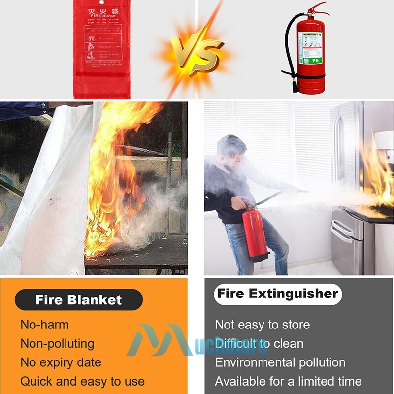 4x Large Fire Blanket Fireproof For Home Kitchen Office Caravan Emergency Safety
