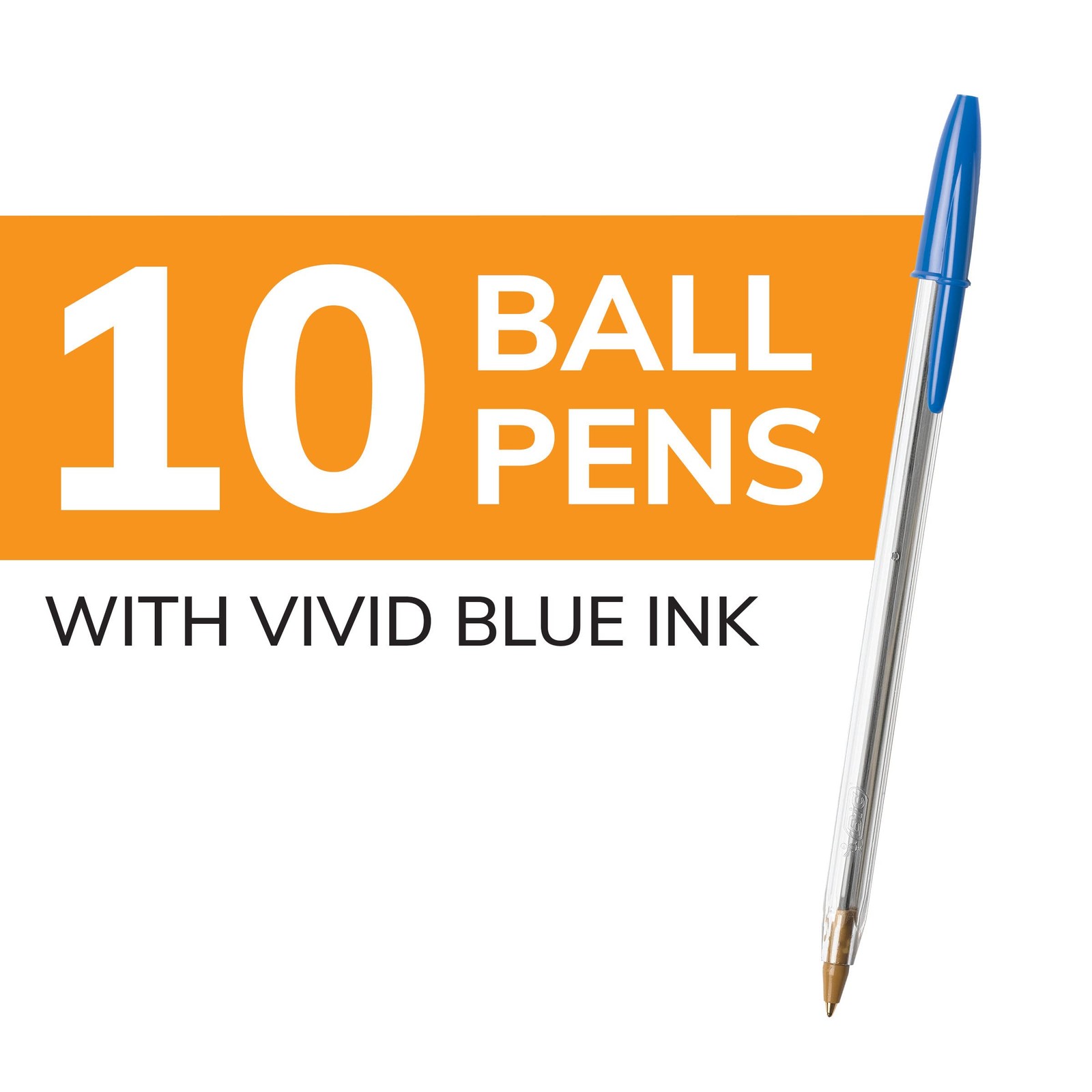BIC Cristal Xtra Smooth Ballpoint Pen, Medium 10 Count (Pack of 1), Blue Ink