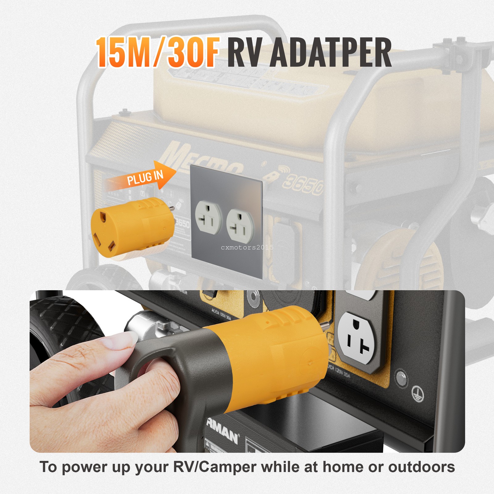 NEMA 5-15P to TT-30R RV Power Adapter 30A 110V 15A Household Converter Plug