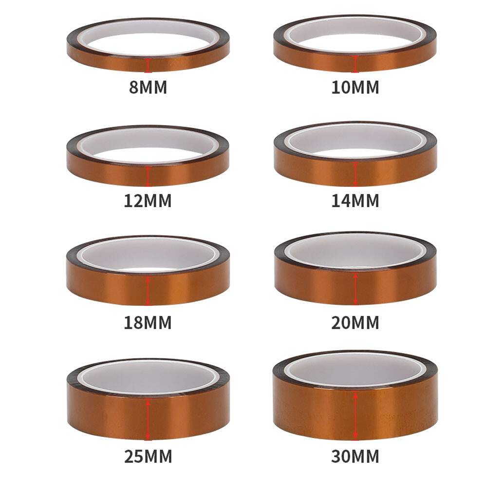 Kapton Polyimide Tape Heat Resistant Adhesive Insulation Width 3-100mm 33m/Roll