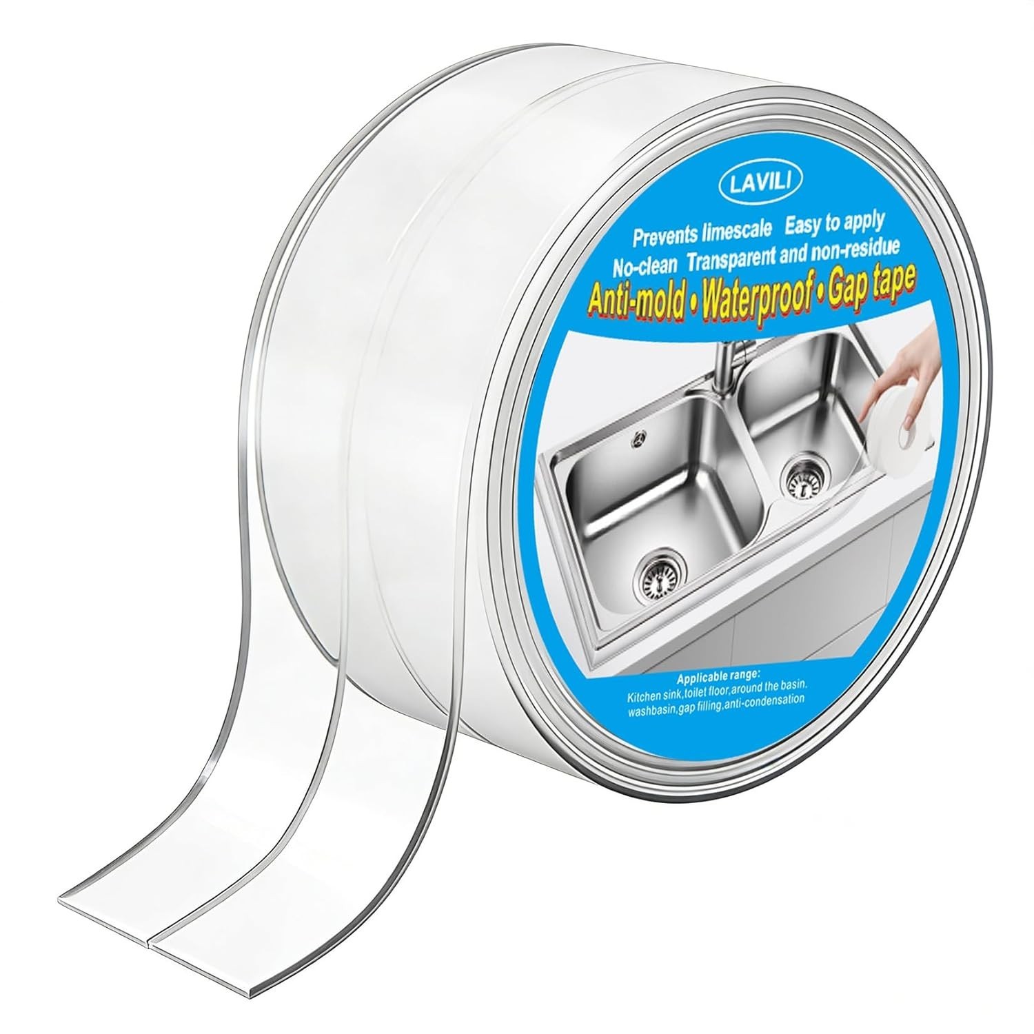 Clear Caulk Tape Toilet(2.2cm x 10.5Ft)Sealer Around Toilet Base Waterproof Self