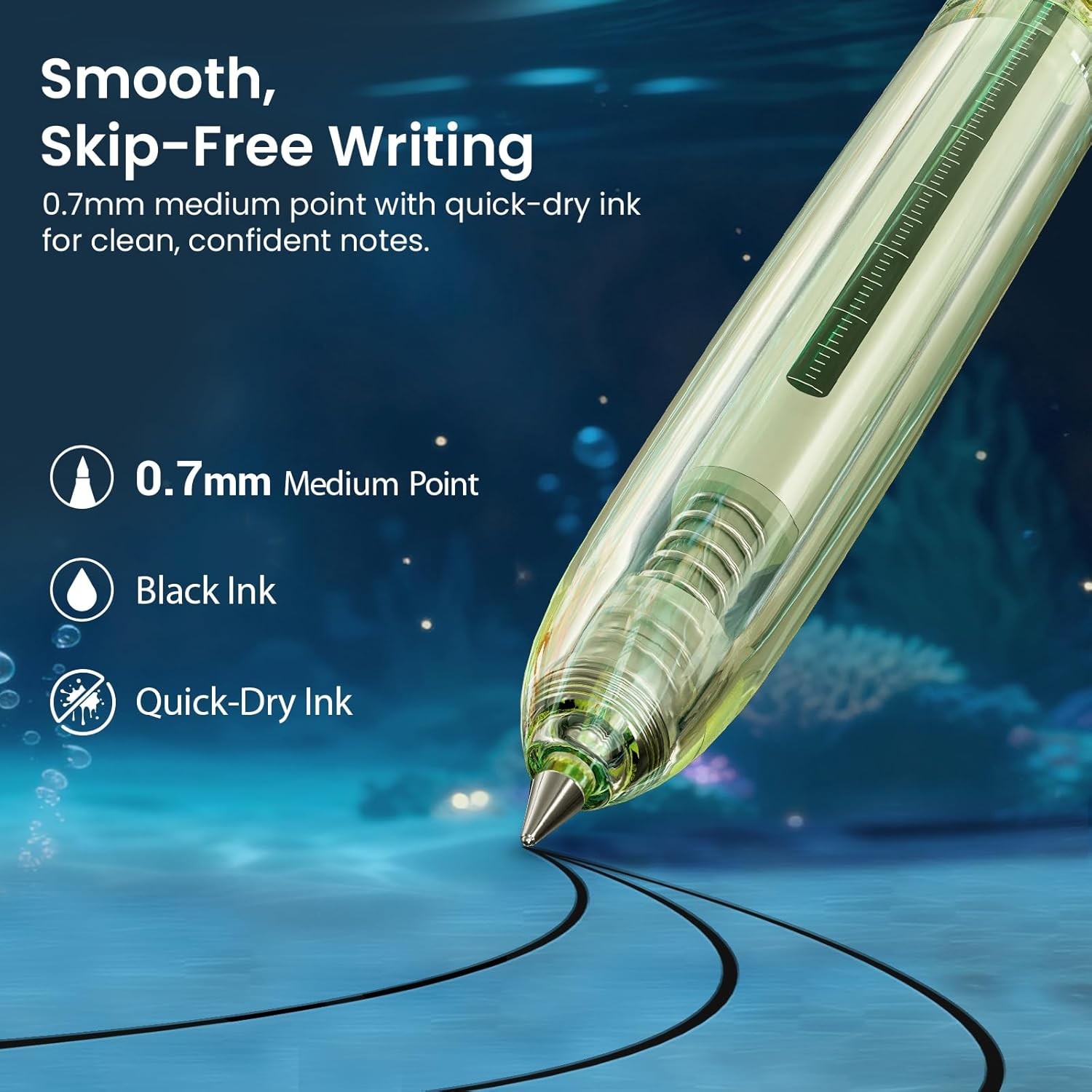 Gel Pens Medium Point: Luminous pen set 0.7mm Black Ink Includes 2 Pens and 2