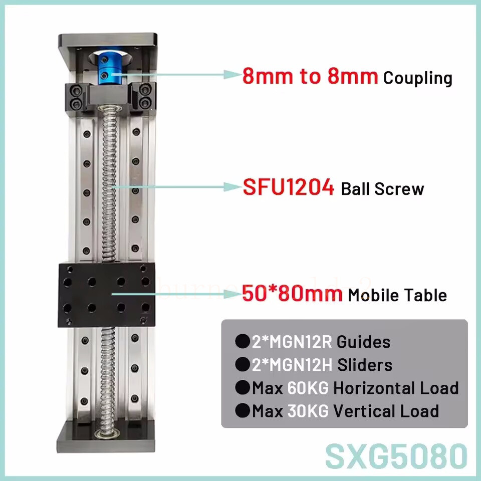 Double Square Linear Guide Sliding Table SFU 1204/1605/1610 100-1000mm Stroke