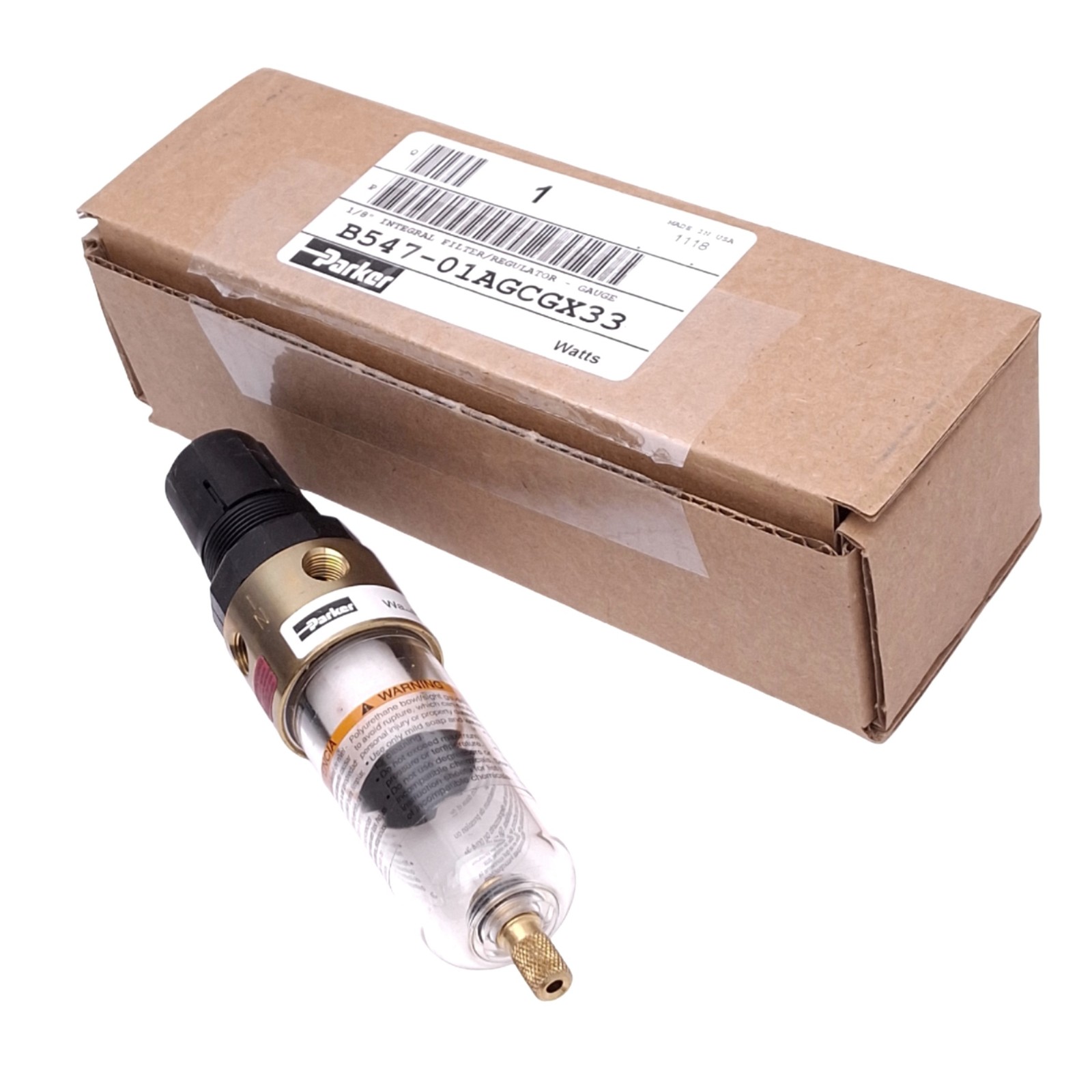 Parker B547-01AGCGX33 Filter Regulator, 0-125psi Set, 150psi Max, 1/8in NPT