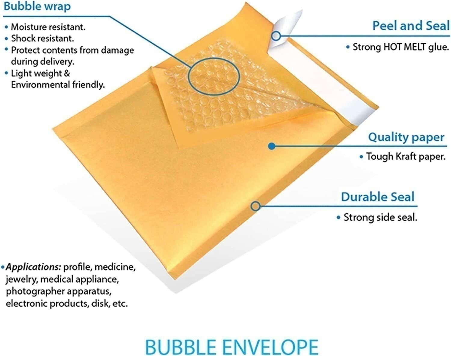 2000 #000 4×8 Kraft Paper Bubble Padded Envelopes Mailers Shipping Case 4»x8»
