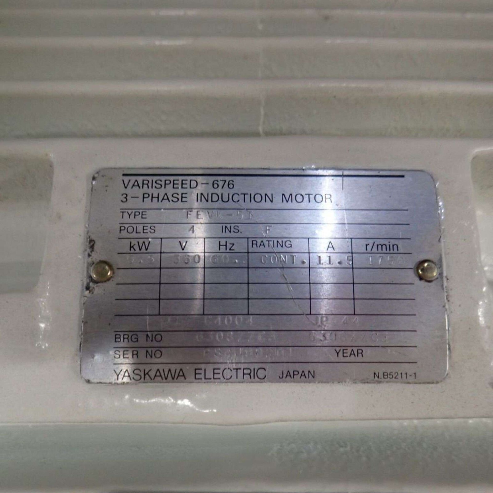 YASKAWA 7.3HP VARISPEED 676 FEVK-5I 5.5 kW Induction Motor 360V 1750 NEW $1919