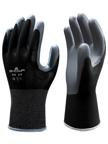 SHOWA ATLAS FIT 370B SIZE MEDIUM BLACK NITRILE WORK GLOVES-FREE SHIPPING!