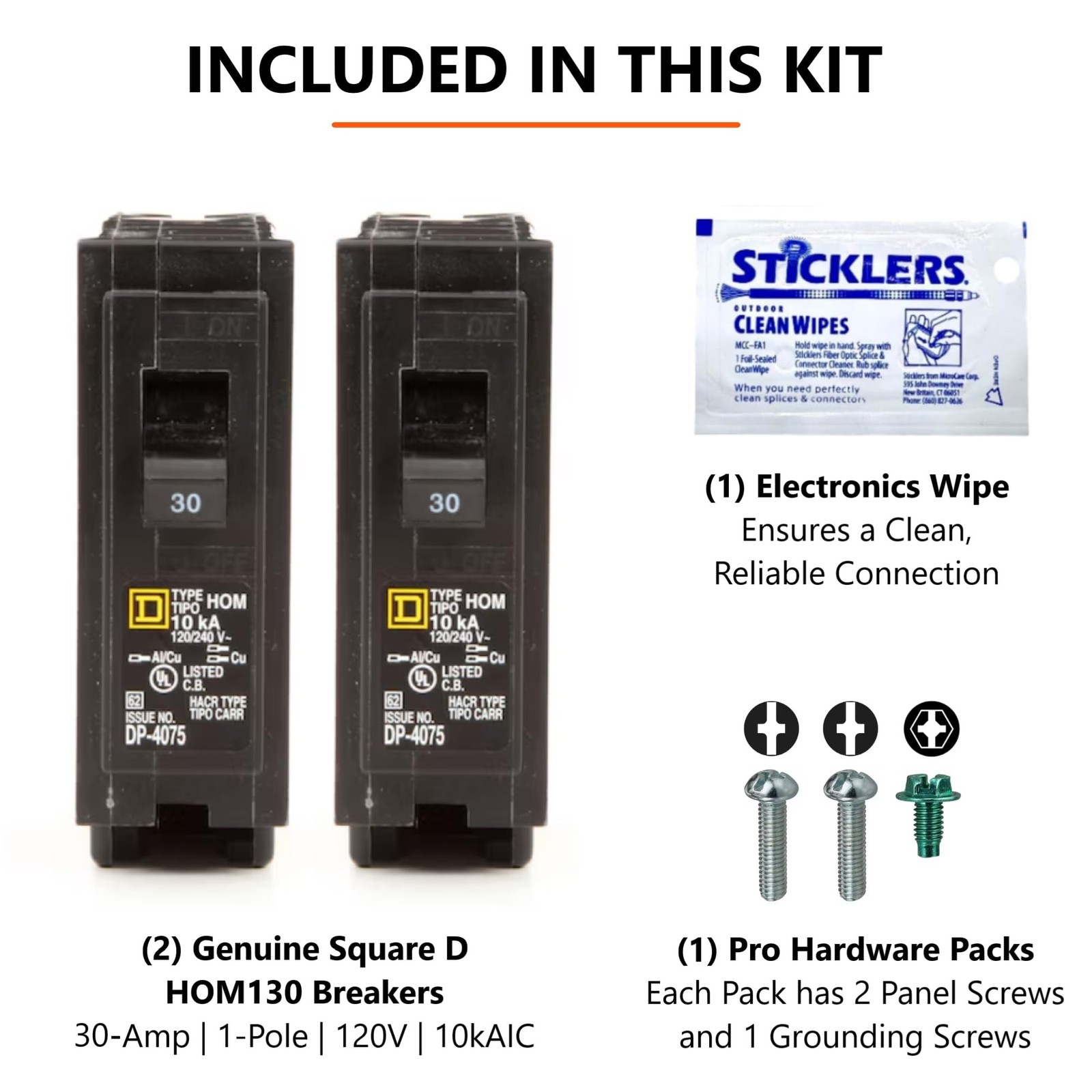 Genuine Square D HOM130 Circuit Breaker Kit Bundle (2 Pack), 30 Amp (30A) Sin…
