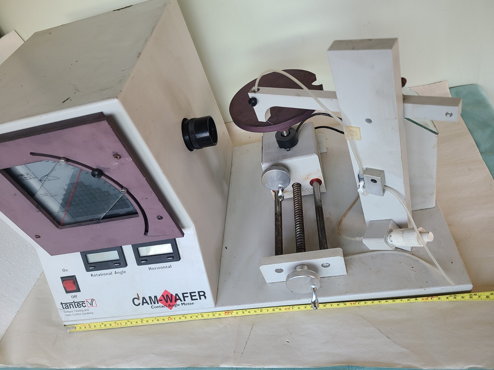 TanTec CAM-WAFER Series Contact Angle Meter, Powers Up, AS IS For Parts Or Repai