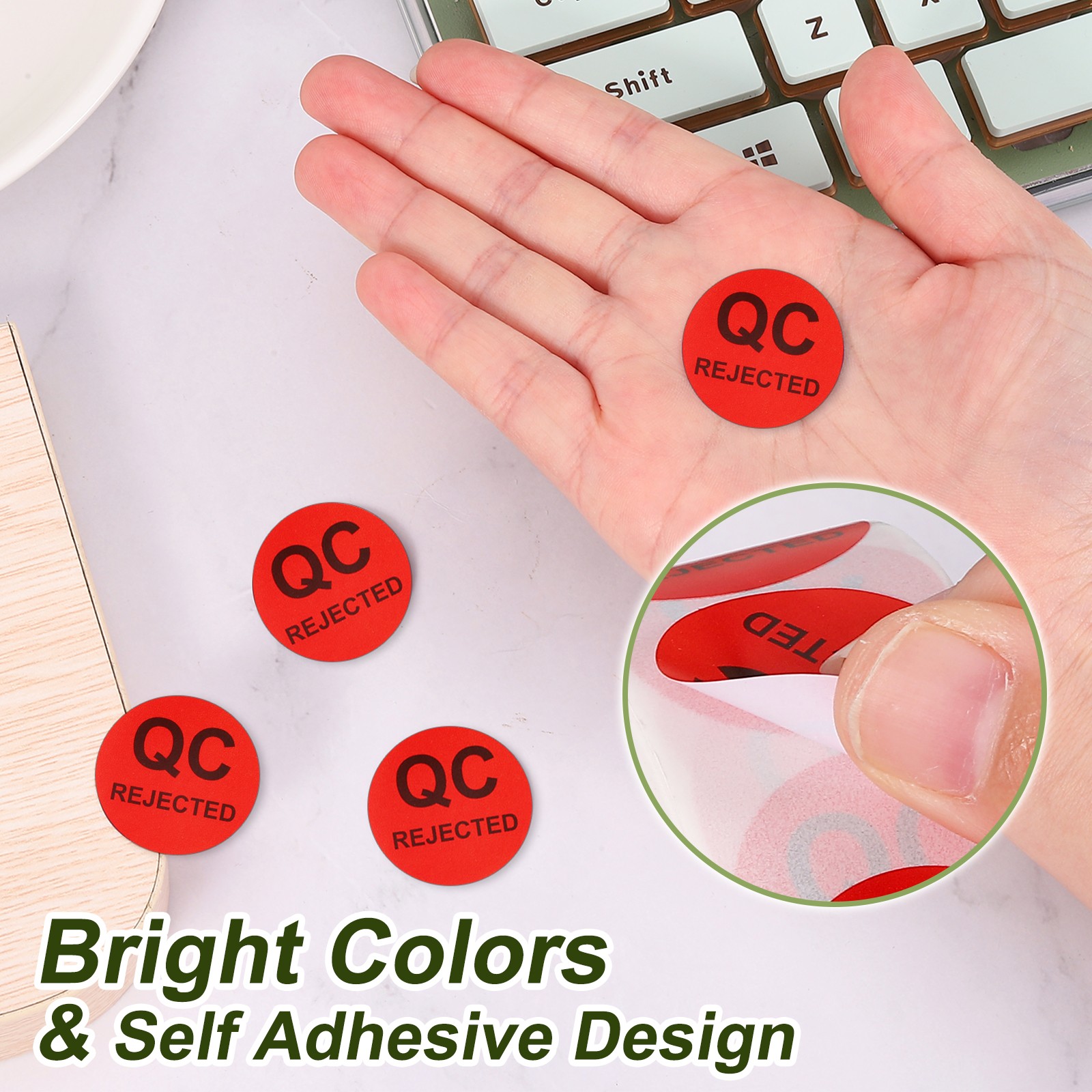2 Roll 1000Pcs QC Rejected Labels 1 Inch Inventory Quality Control Stickers