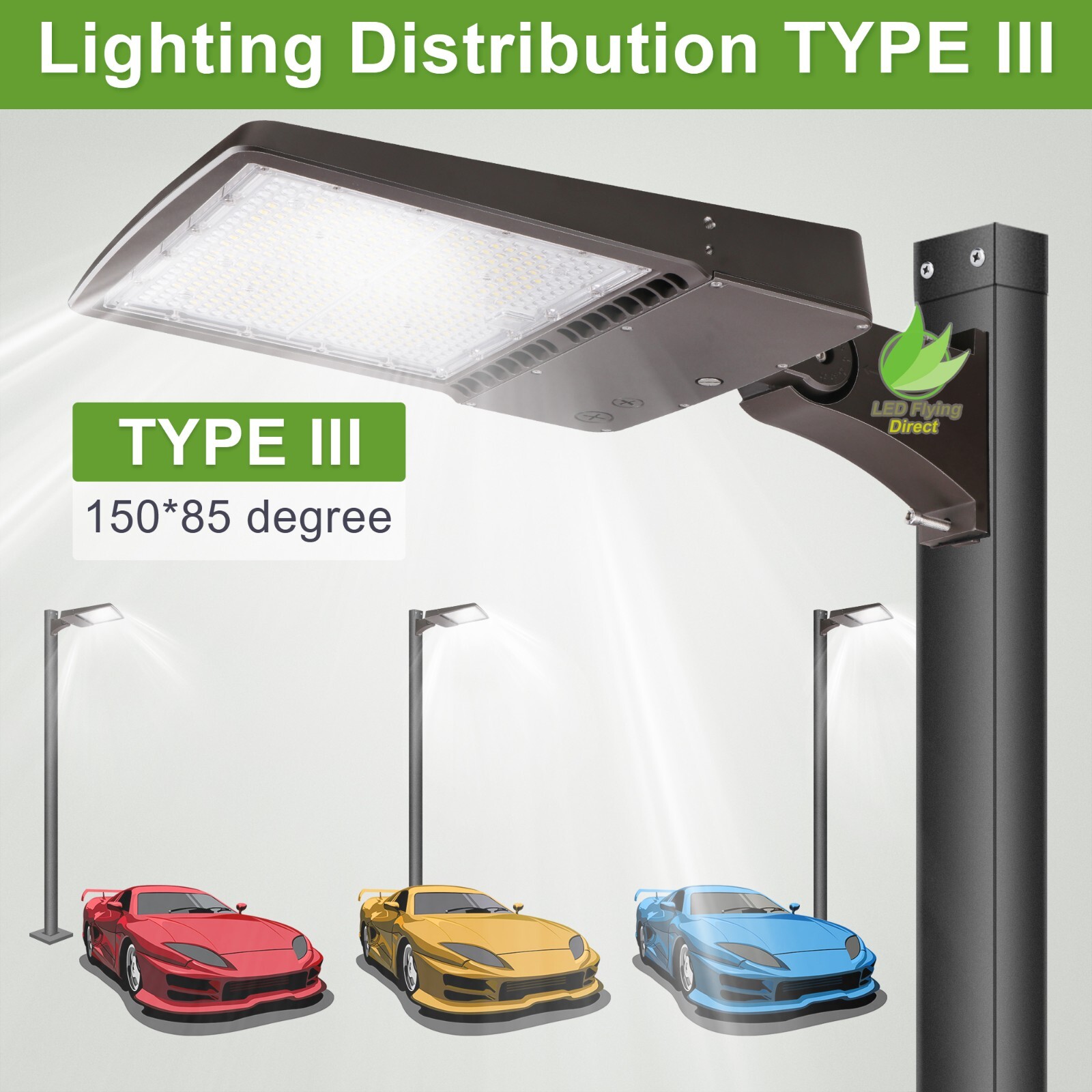 480V 300W LED Parking Lot Street Light with Direct Pole Mount 42000LM 277-480V