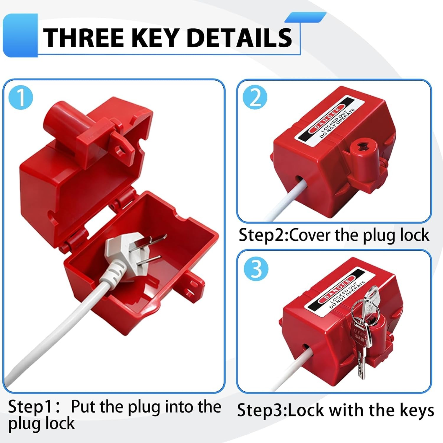 Plug Lock for 110-220V Power Cords,Self-Locking Extension Cord Lockout&Tagout…