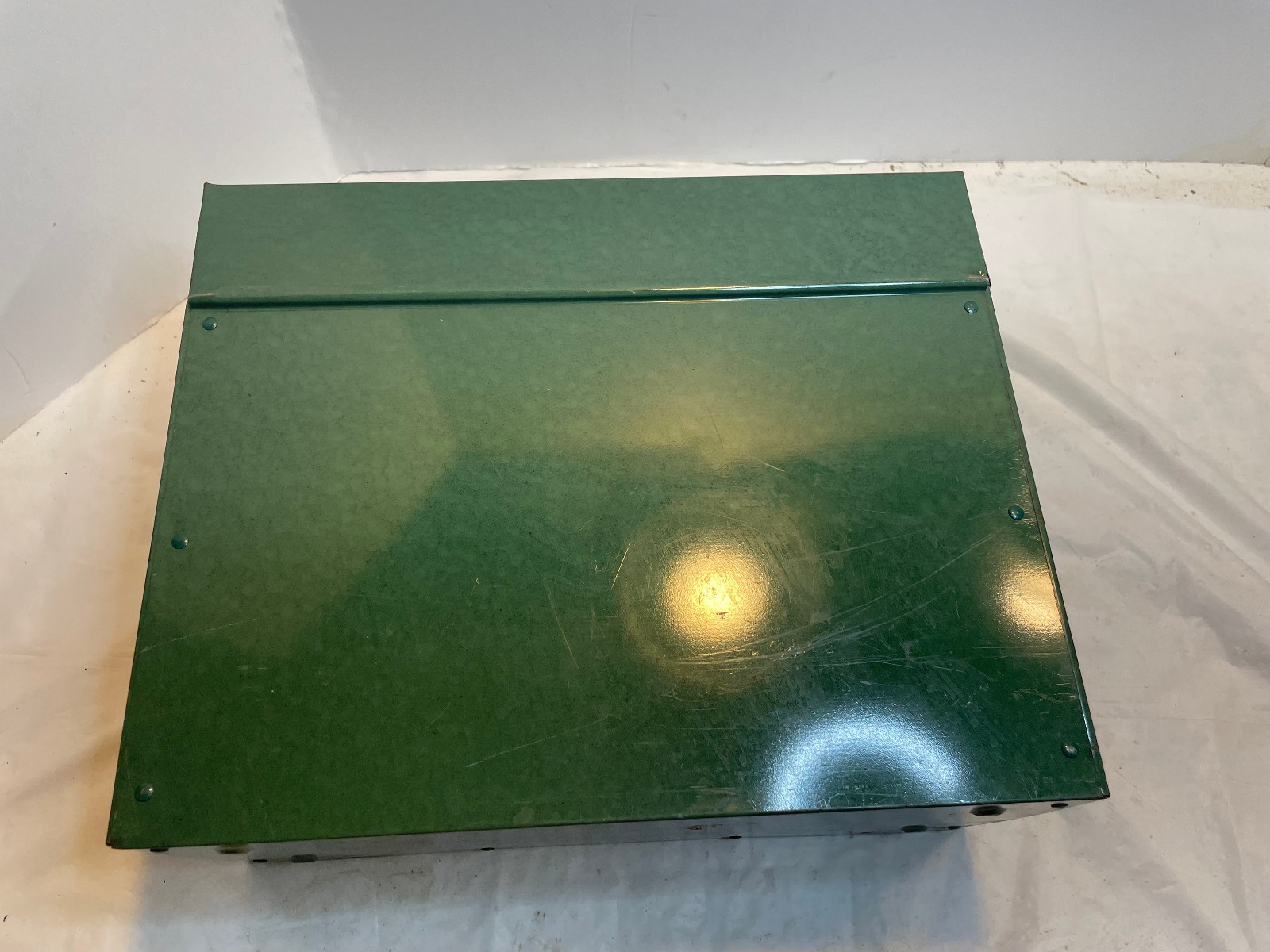 Vintage File A Way Personal Metal Storage Case Box Green No Key