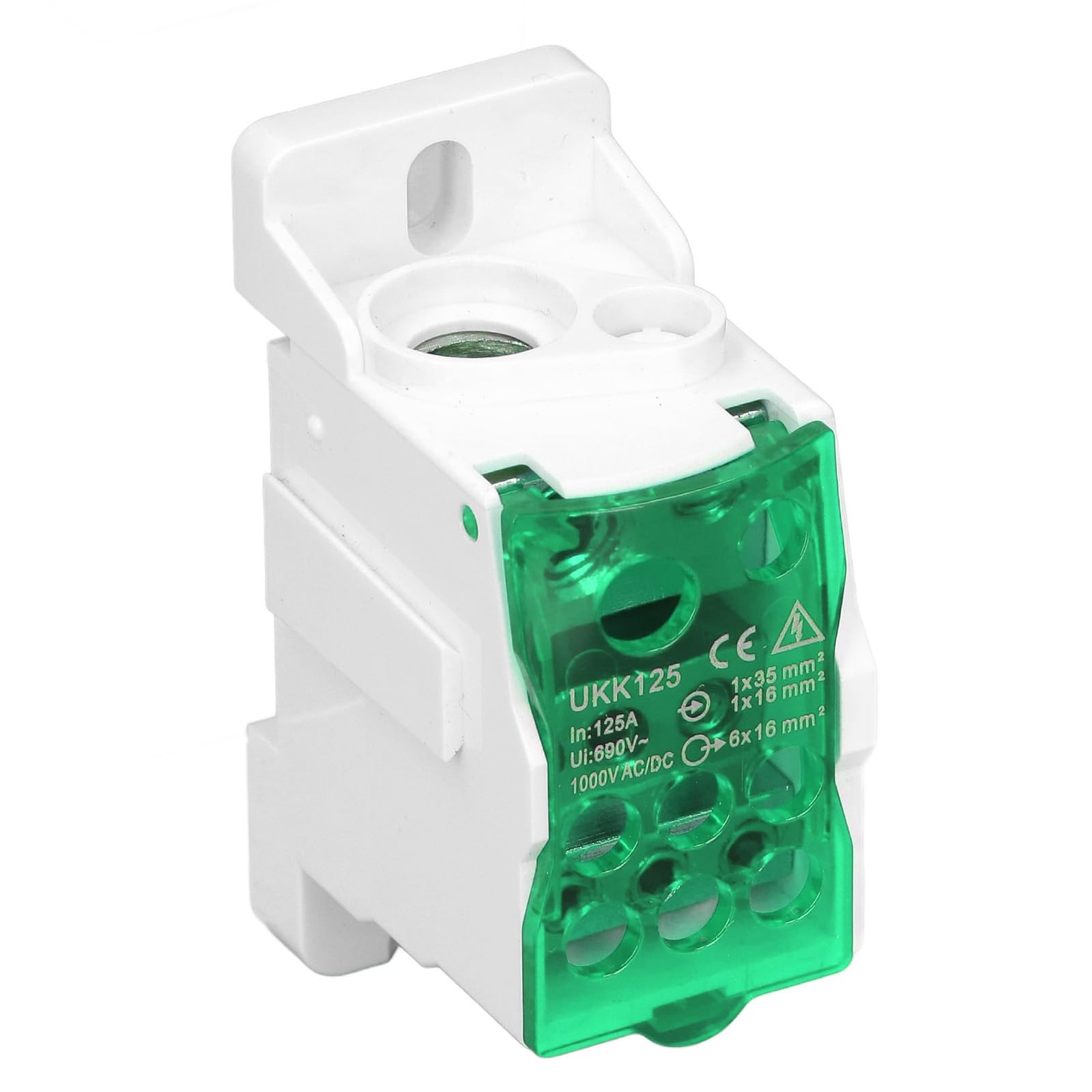 Ukk125 Din Rail Distribution Box Rise Card Slot C45 690V 125A Green Box