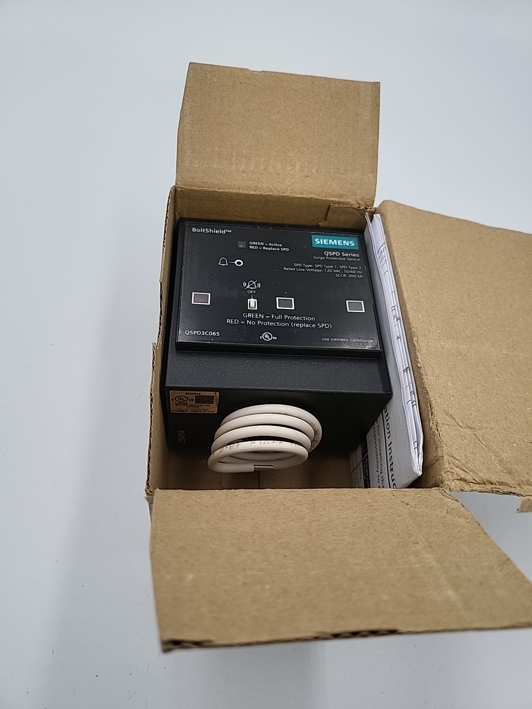 SIEMENS BOLTSHIELD Plug-in Surge Device 3-Pole 208y/120v,30,4w Qspd3c065