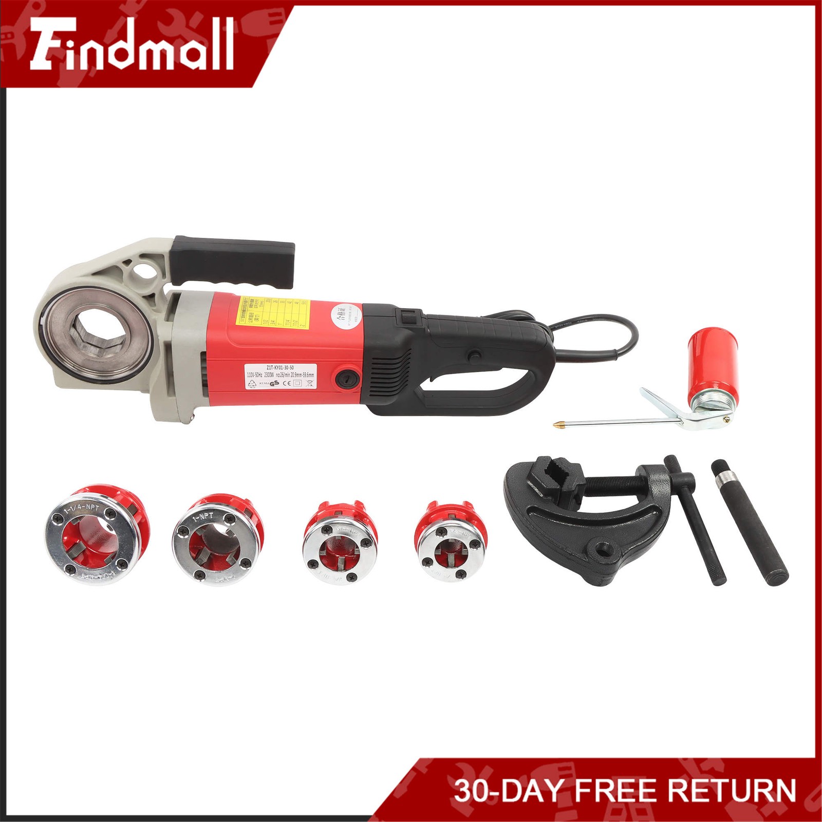Findmall 2300W Pipe Threading Machine 1/2-1-1/4″ Electric Threader 4 Blades