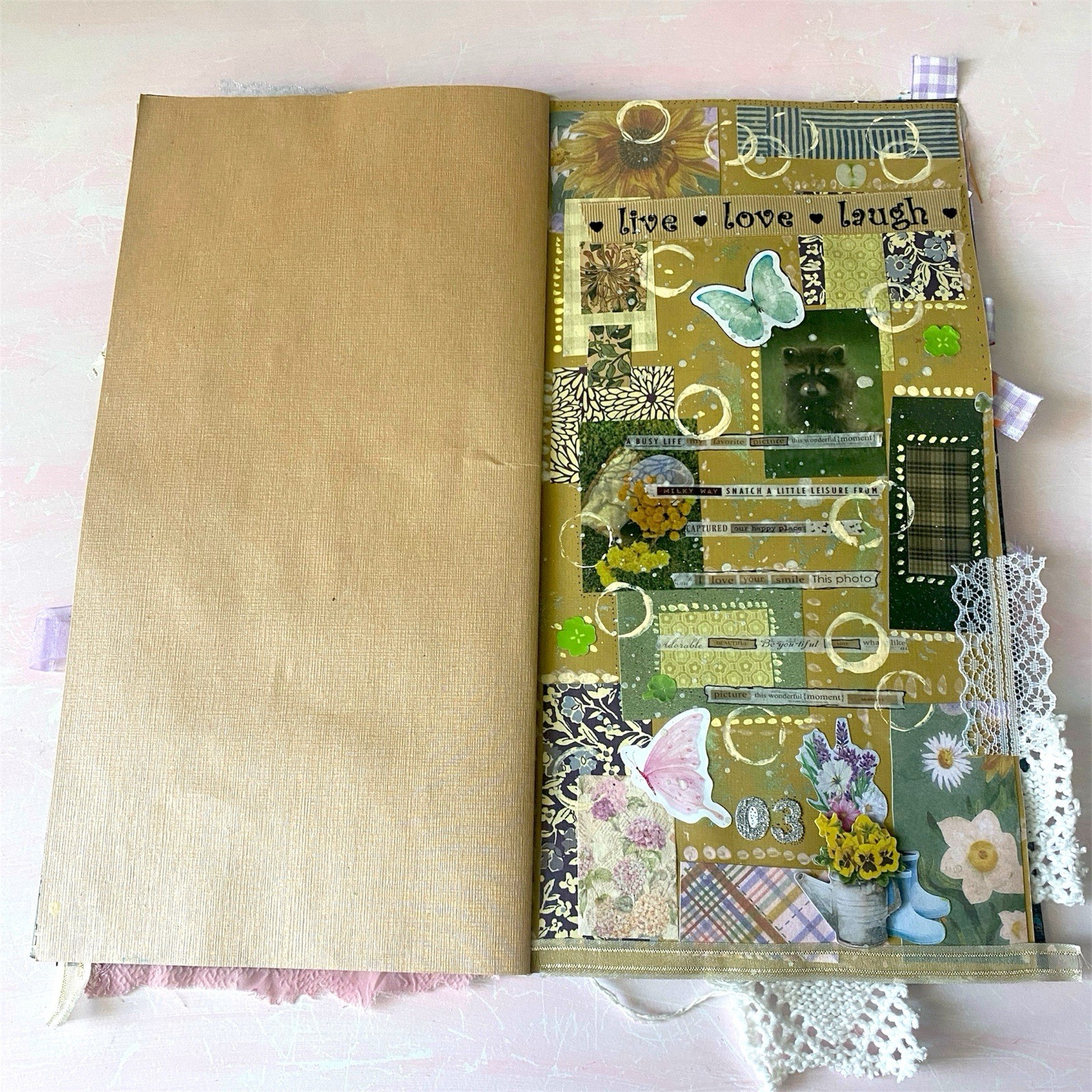 Handmade Art Junk Journal Mixed Media Collage Book Abstract Cardstock 12×6”