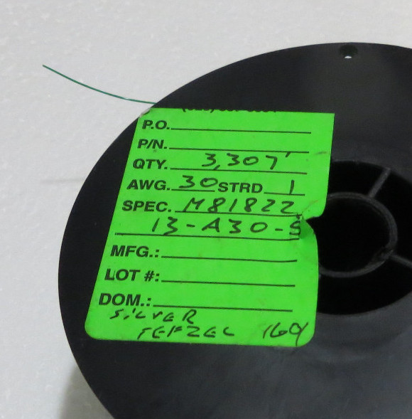 30 ft Green Mil M81822/13 ETFE Wire 30AWG TEFZEL Silver plated