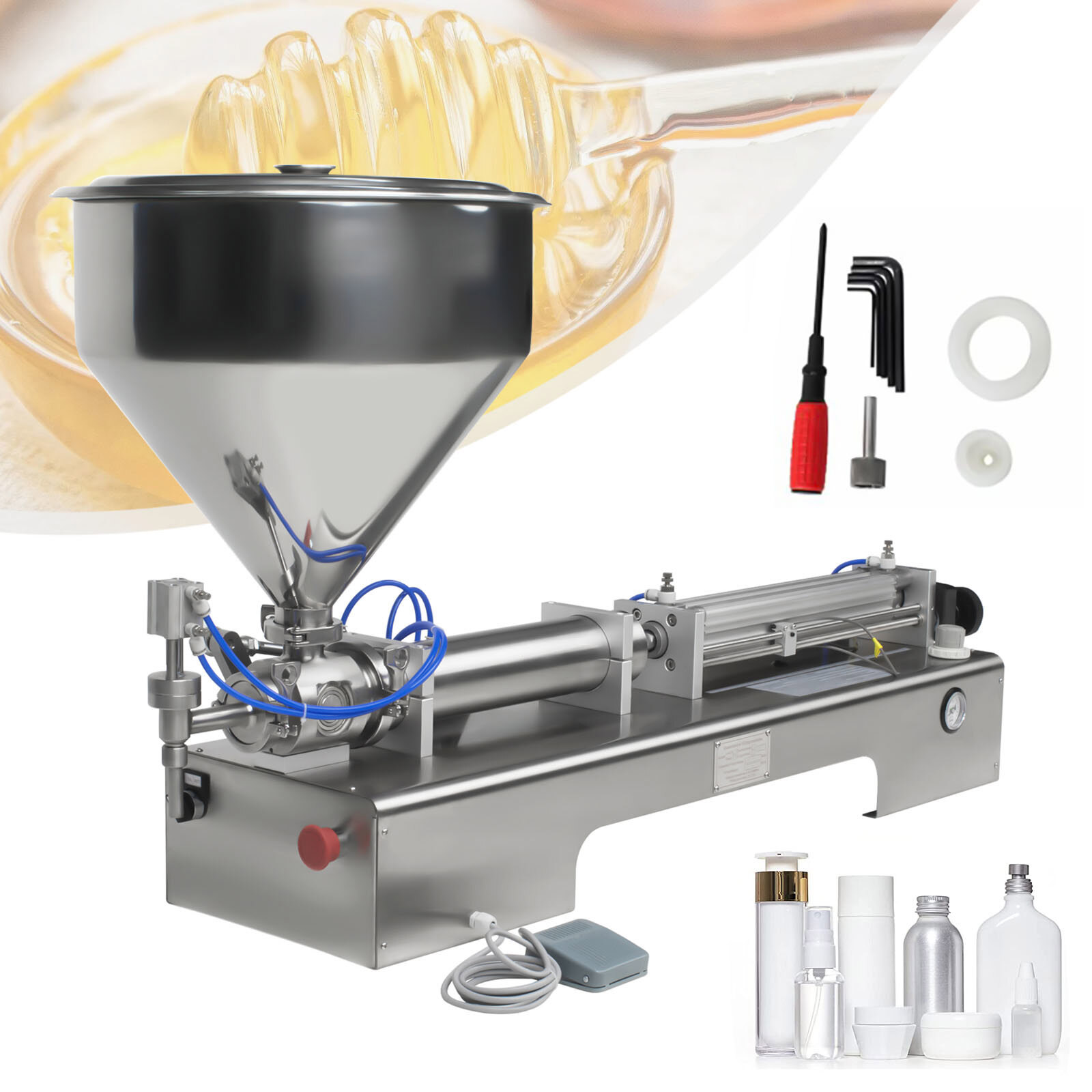 Liquid Paste Filling Machine Pneumatic Piston Filler Bottle Packing 100-600ml CE
