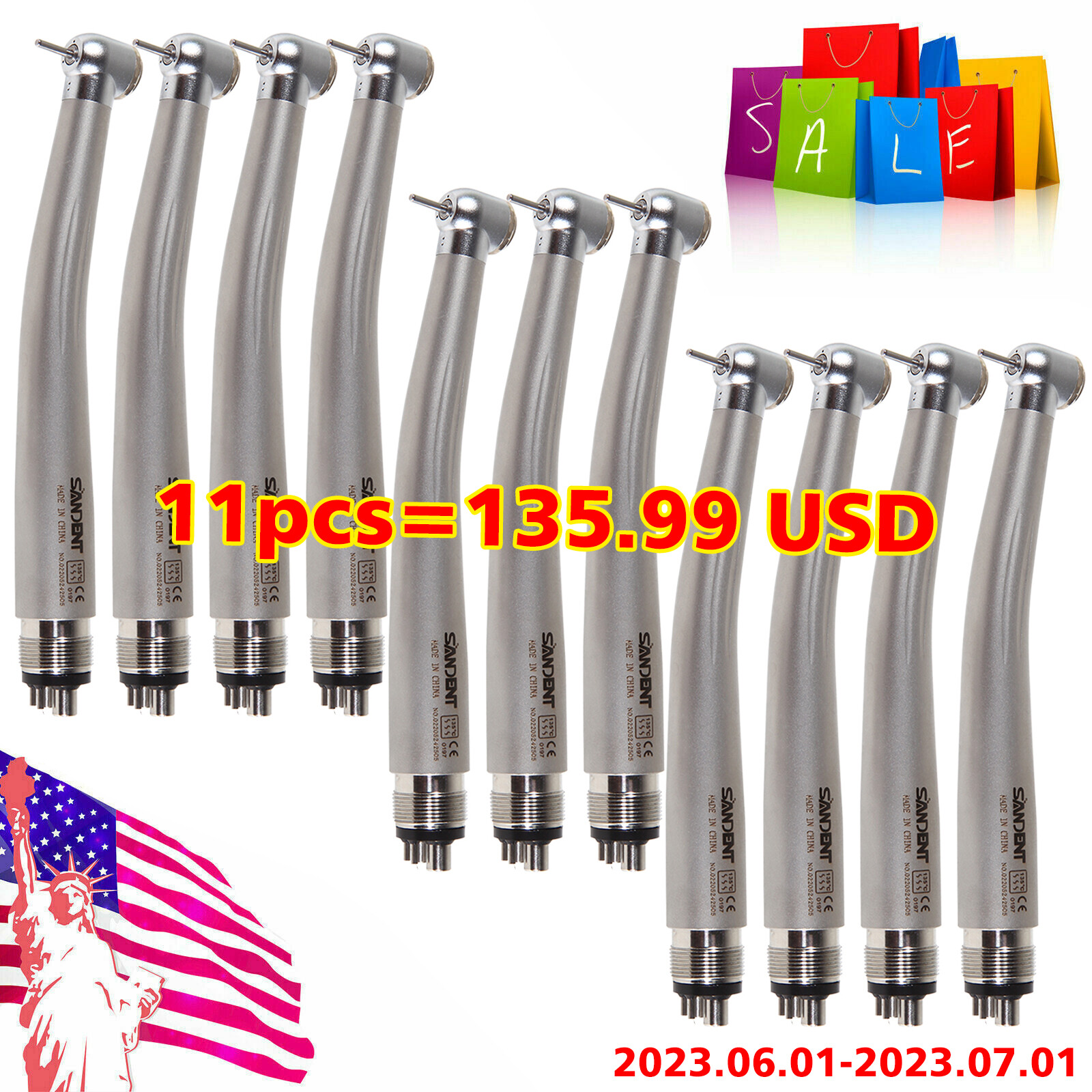 SANDENT NSK Style Dental High Speed Handpiece Push Button Turbine 2Hole 4Hole su