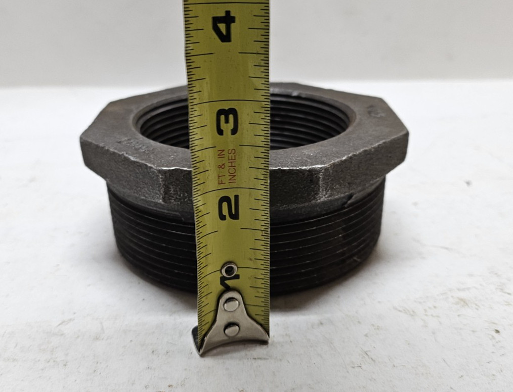 Black Malleable Iron Threaded Hex Bushing 4 MNPT x 3″ FNPT