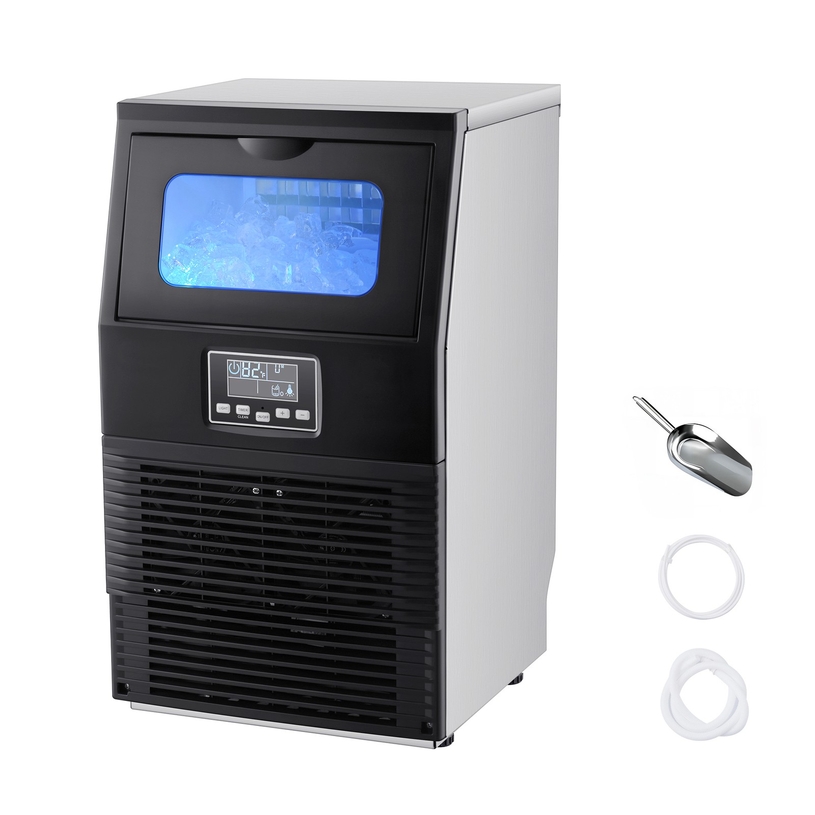 Uimoso Commercial Ice Maker 80lbs/24h with 12Lbs Storage for Bar and Restaurant