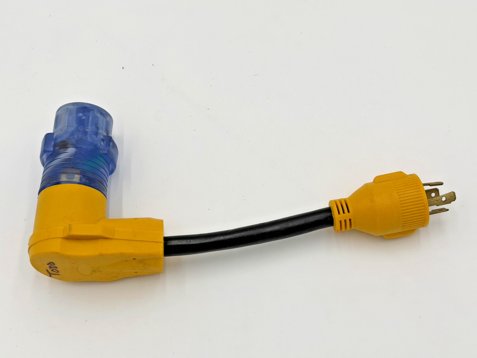 TT-30R 30A RIGHT ANGLE RV ELECTRICAL PLUG ADAPTER CORD YELLOW 125V HEAVY DUTY