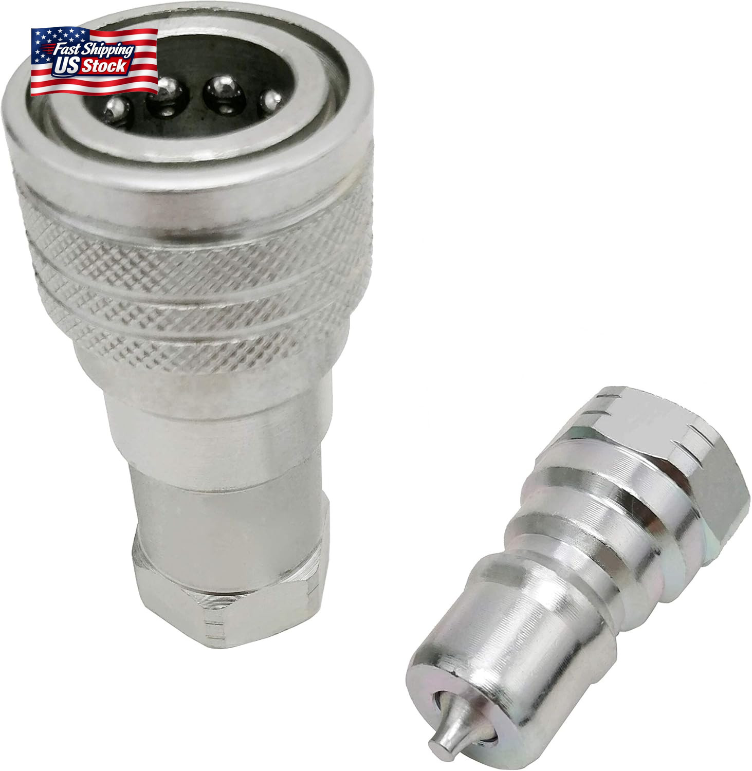 ISO 7241-B 1/4 Inch NPT Quick Disconnect Hydraulic Coupler/Coupling (2 Set)