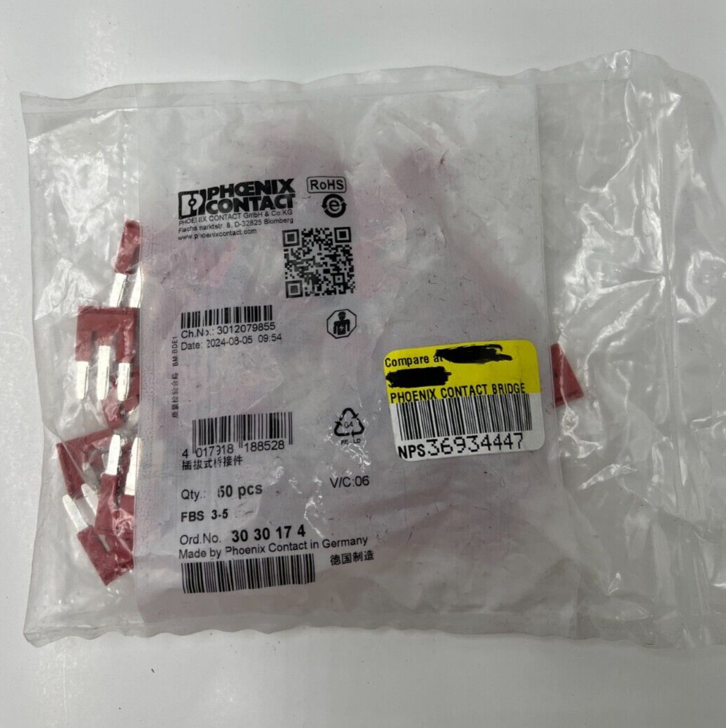 (QTY 50) Phoenix Contact Plug-in Bridge FBS 3-5, 3 Positions, 5.2 mm Pitch