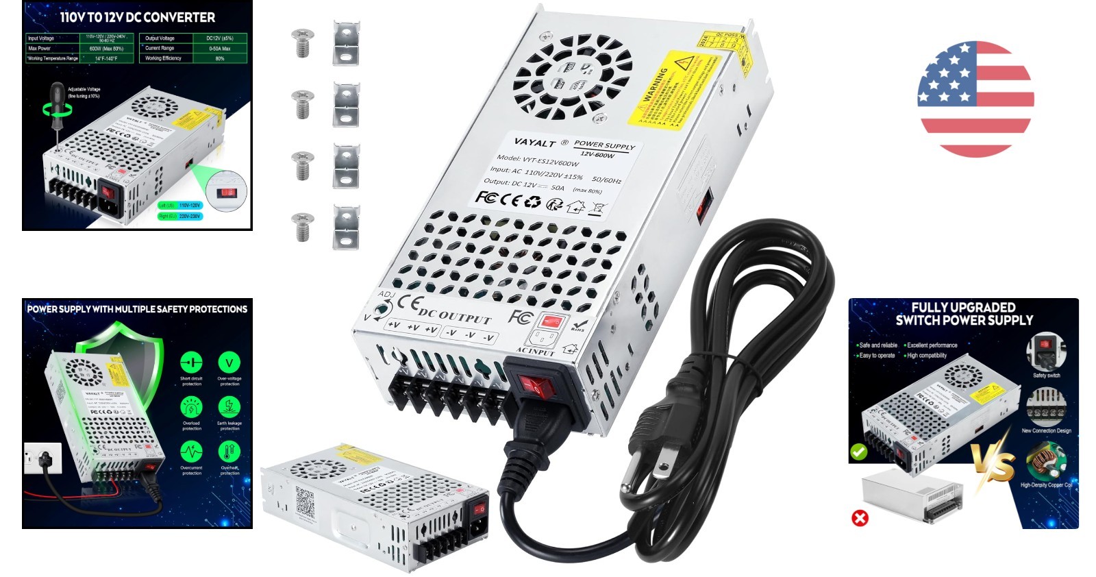 12V 600W Switching Power Supply – Reliable AC to DC Converter for Electronics