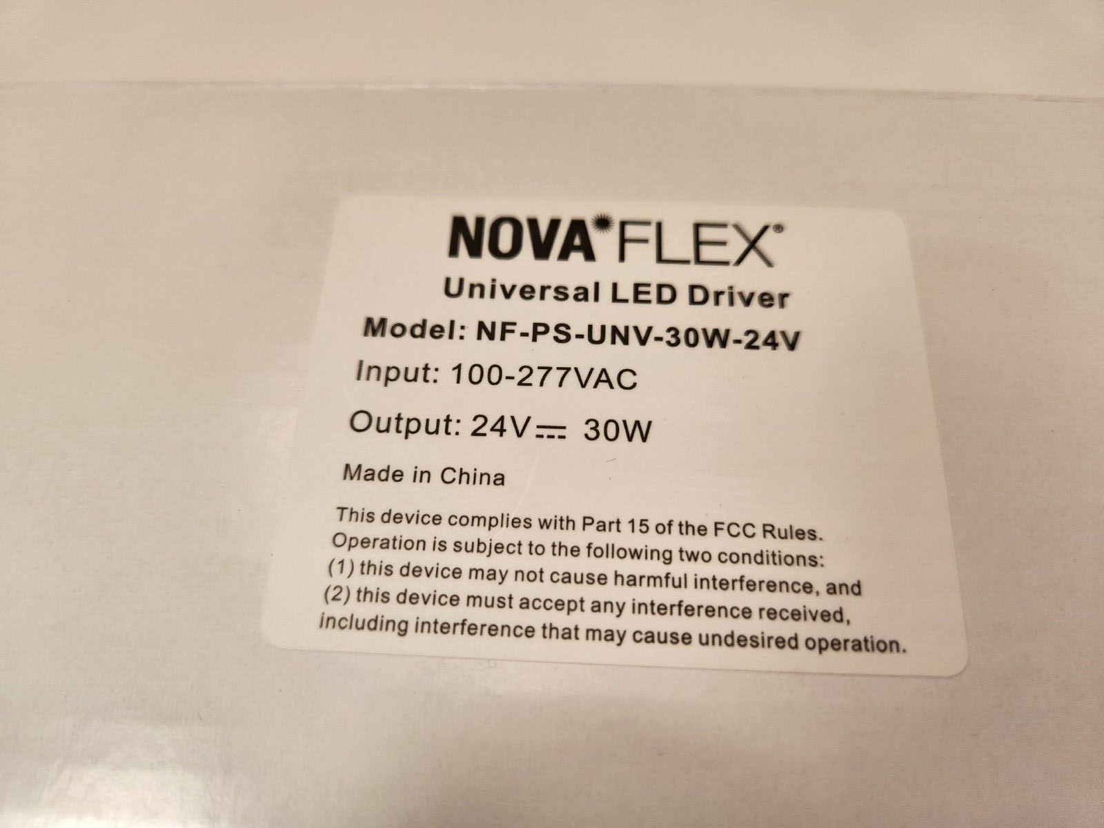 (2 PCS)NOVAFLEX NF-PS-UNV-30W-24V Universal LED Driver 24V 30W 100-277VAC
