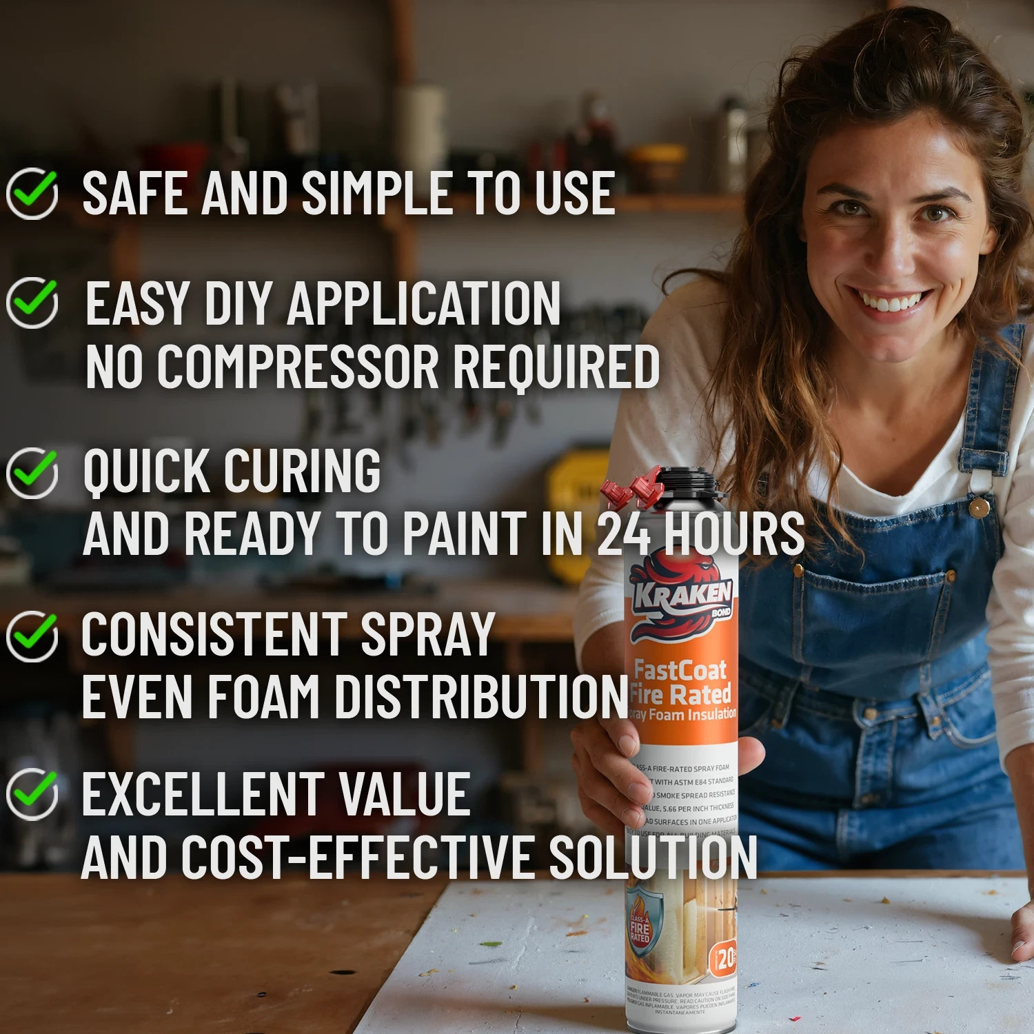 Kraken Bond FastCoat Spray Foam Insulation,Closed Cell 27.1 oz, 12 Pack (No Gun)
