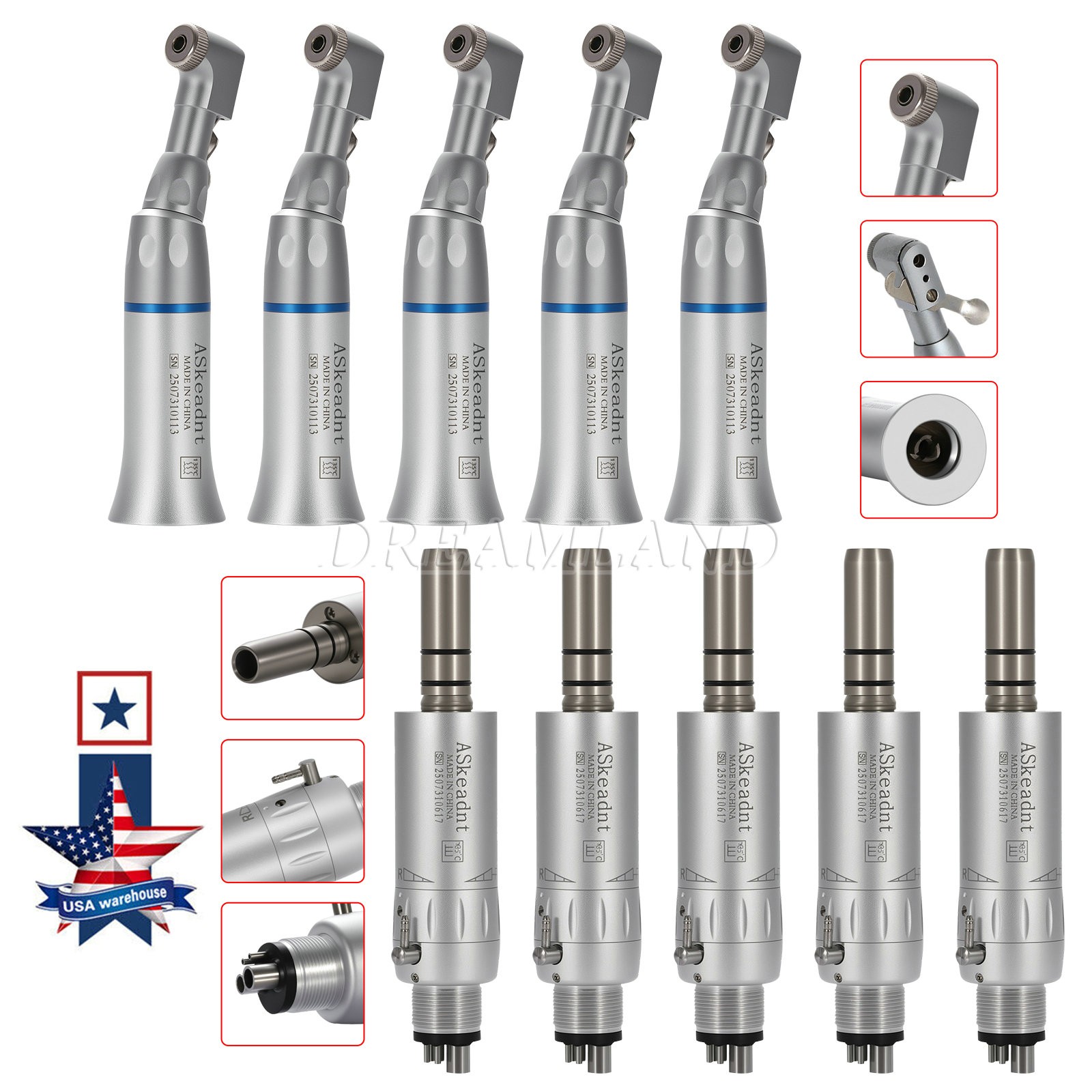 Dental Low Speed External Water Spray Contra Air Motor Handpiece 4Holes 1-10*