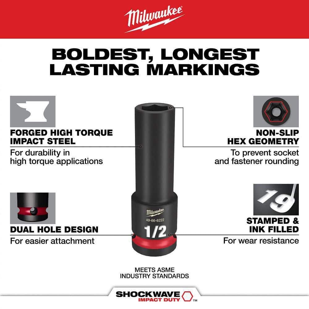 Milwaukee SHOCKWAVE 1/2 in. Drive SAE Deep Well Impact Socket Set (9-Piece)