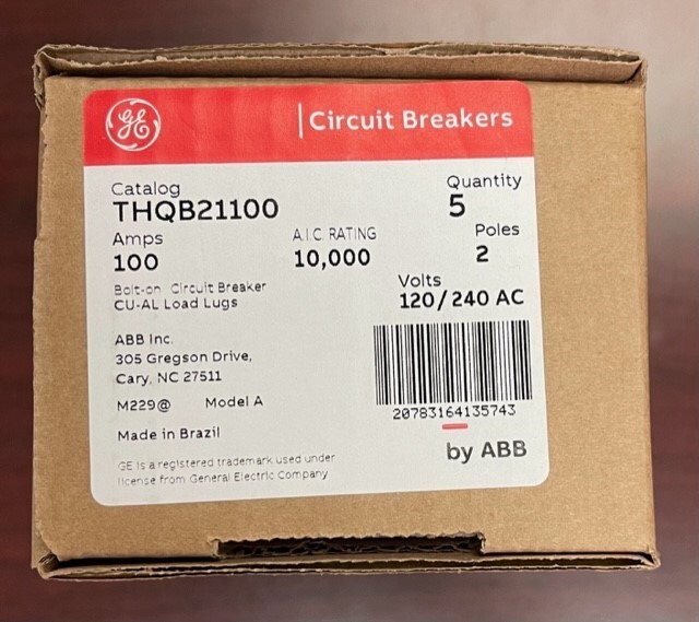 GE ABB THQB21100 THQB2100 2 Pole 100 Amps 120/240Volt Bolt-On BRAND NEW