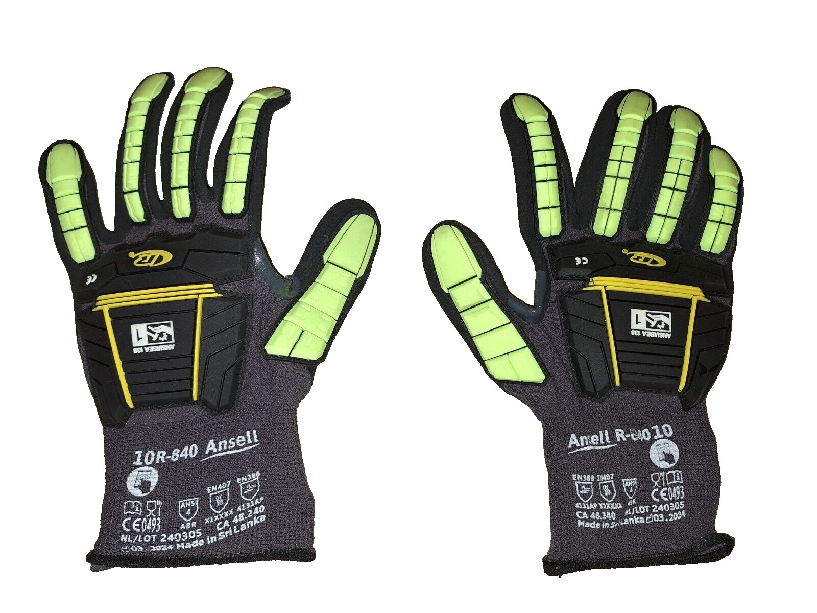 Ansell Ringers® Nitrile Half-Dipped Anti-Impact Gloves R-840 Size 10 XL Lot: 3