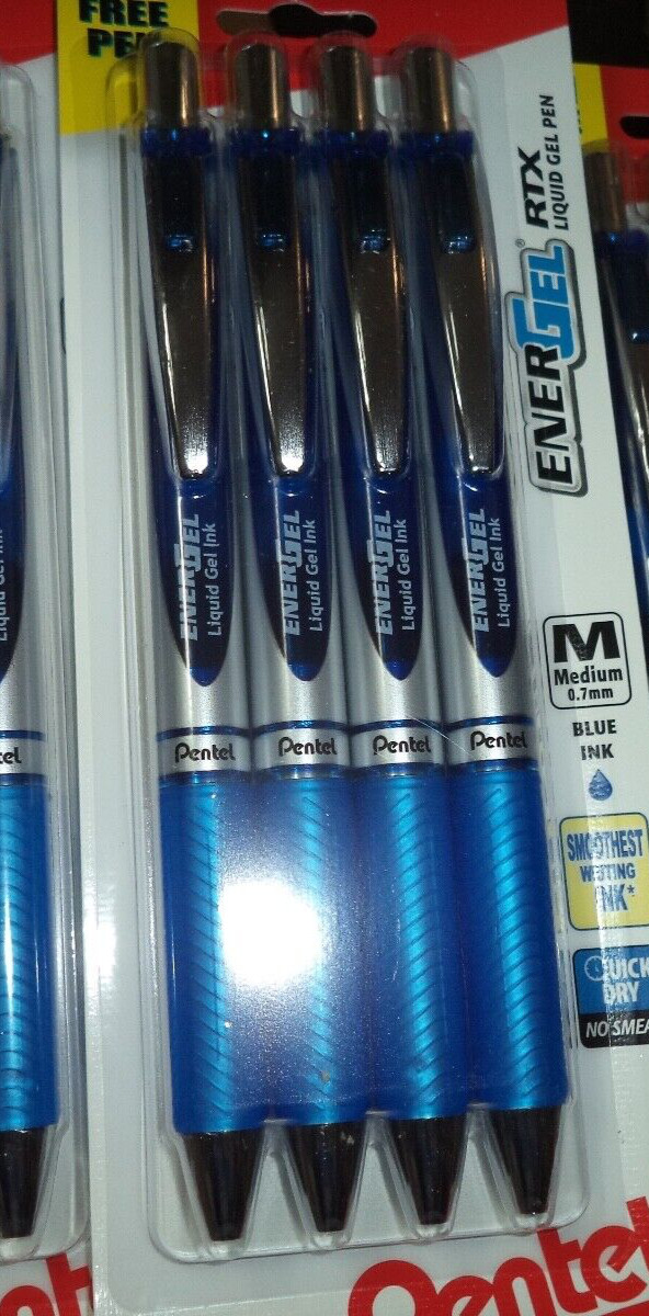 4 Pentel EnerGel RTX M MEDIUM 0.7 BLUE LIQUID GEL 22941 072512229415👍OEM 4 ENS