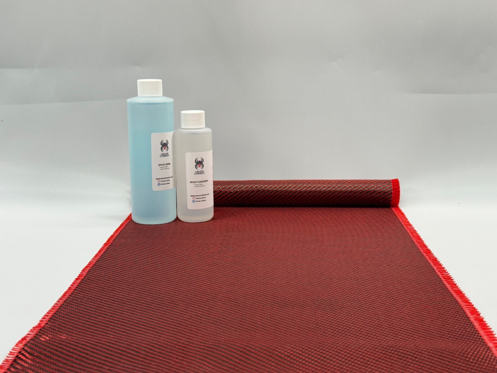 12″ x 5FT Twill Weave Red Hybrid Carbon Fiber Fabric Cloth Resin Kit