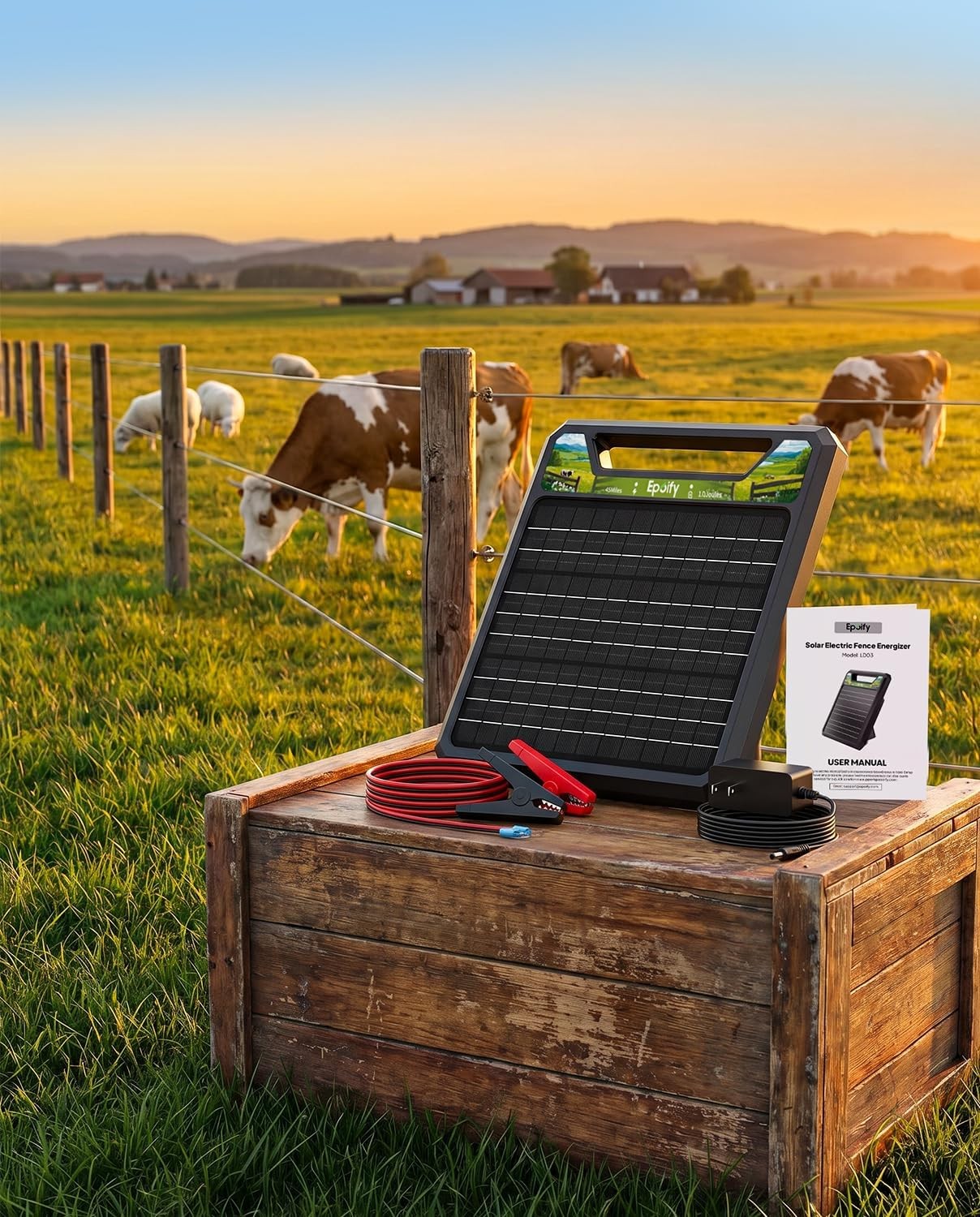 45-Mile Solar Electric Fence Charger 1.0J 12KV High-Power Solar Fence Charger