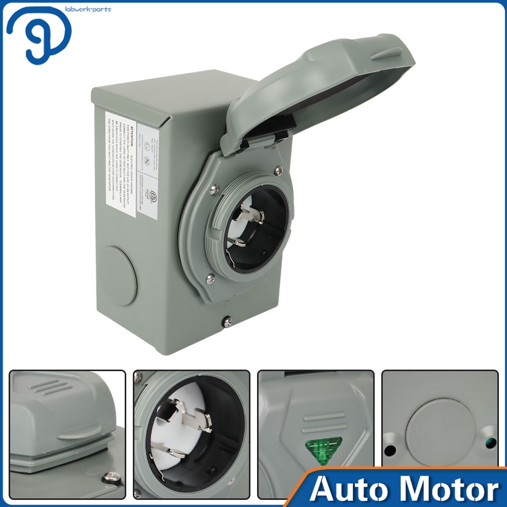 50 Amp Generator Power Cord Inlet Box Outdoor SS-2-50P CS6375 3Prong ETL Listed