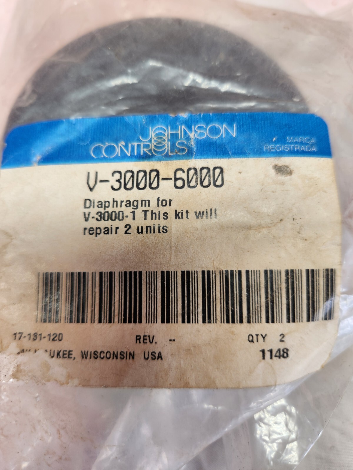 JOHNSON CONTROLS V-3000-6000 RUBBER DIAPHRAGMS FOR V3000-1 ACTUATOR, NOS