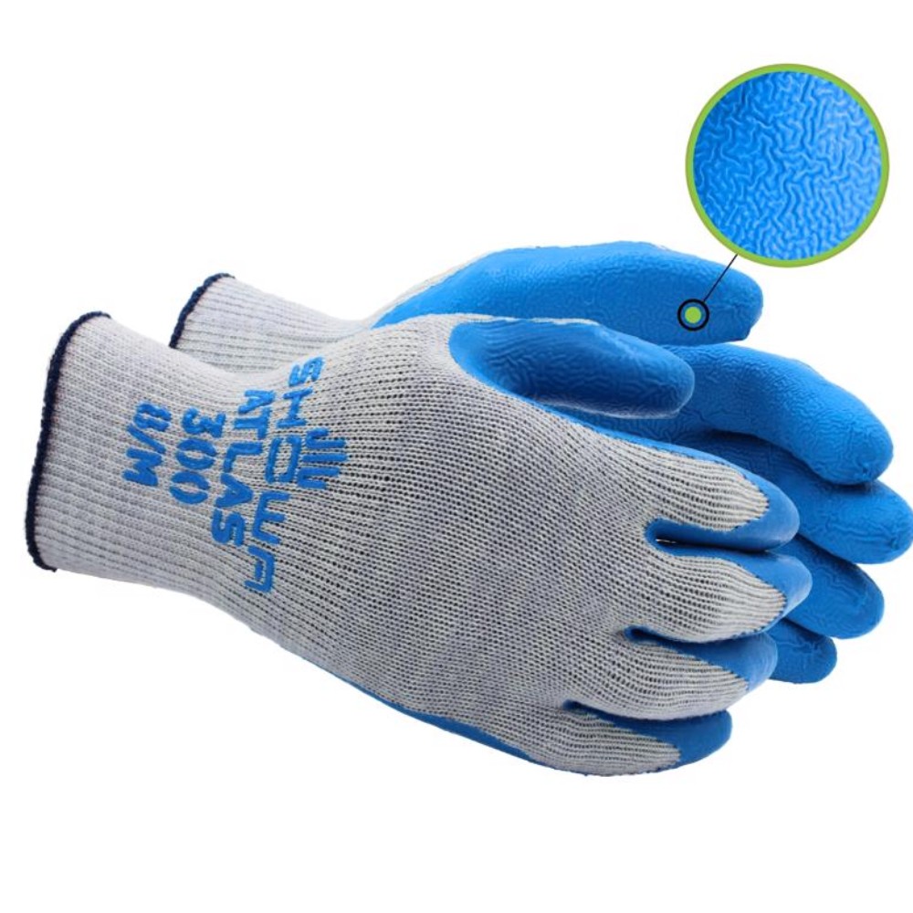 Atlas Showa Atlas Fit Unisex Indoor/Outdoor Rubber Work Gloves Blue/Gray L 1pair