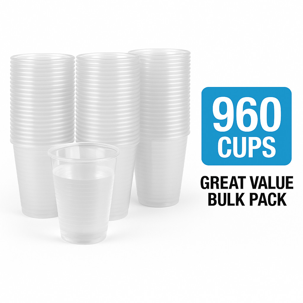 Metro Source 9 oz Clear Plastic Cups 960 Count Bulk | Durable Disposable PP Cups
