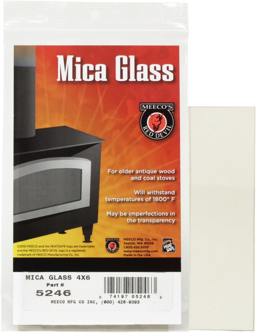 Mica Glass Meeco 4″x6″ 4×6 5246 for Stoves 1800 temps cutable flexible