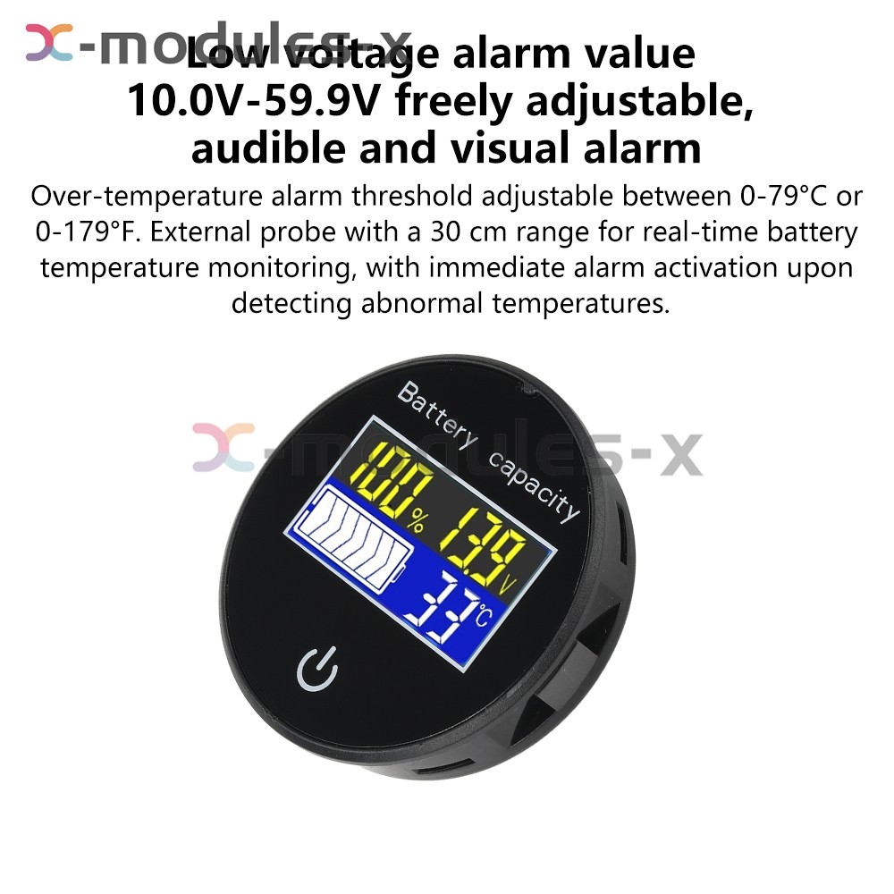 LCD Digital Battery Level Indicator Voltage Power Percentage Temperature Display